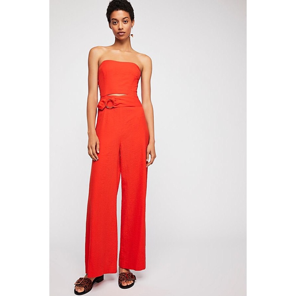 Red Orange Free People jumpsuit